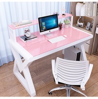 YQ Forever Table de bureau en verre trempé Table d'ordinateur de bureau avec étagère meubles de bureau