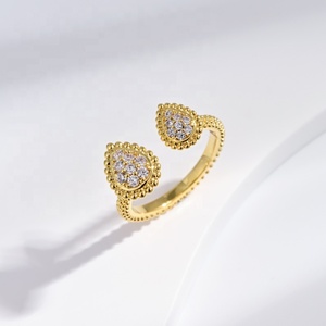 Bague de mode en laiton plaqué or 18 carats avec pierres précieuses, design de créateur, pour femme, zircon marquise, ajustable, en cuivre - Product Image 5