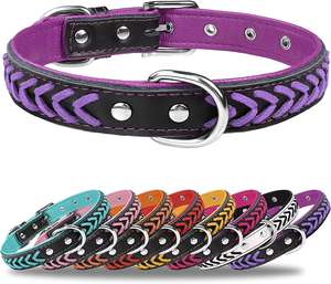<span class=keywords><strong>Collar</strong></span> de Cuero NIBAO para Perros Grandes, Elegantes Collares de Perro Trenzados y Acolchados con Doble Anilla en D - Product Image 1