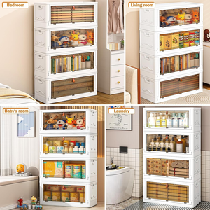 Transparent Simple Flip Top Type Fold Able Collapsible <b>Bins</b> Stack Able Container Clothes Toys Organizer Storage Box - Product Image 5