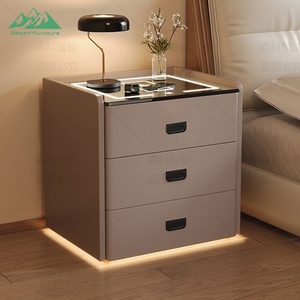 <span class=keywords><strong>Table</strong></span> <span class=keywords><strong>de</strong></span> <span class=keywords><strong>chevet</strong></span> moderne Wayon avec serrure numérique, haut-parleur Bluetooth, charge sans fil, 3 tiroirs - Product Image 5