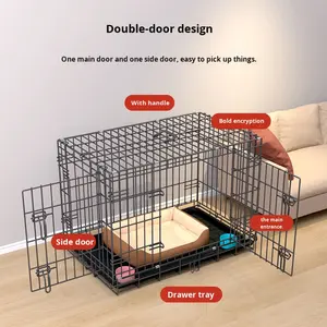 כלוב כלבים גדול מתקפל עם דלת כפולה ותיל מוצפן, למכירה חמה, מתאים לקורגי, שיבה אינו, יצרן חיות מחמד, סיטונאי - Product Image 3