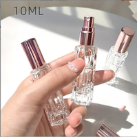 Flacon de parfum en verre transparent en forme de melon amer, 10 ml, vide, anti-fuite, avec buse dorée, vaporisateur rechargeable