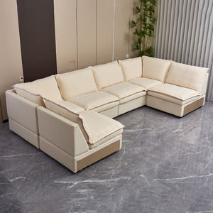 أريكة زاوية قماشية معيارية بتصميم بسيط لغرفة المعيشة، مجموعة أرائك حديثة قابلة للتحويل مع خاصية الاسترخاء الكهربائي ومساحة تخزين - Product Image 3