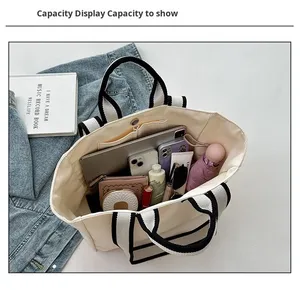 Sac fourre-tout en toile de coton personnalisable de haute qualité avec logo sur mesure, faible MOQ, idéal pour les cadeaux promotionnels - Product Image 3