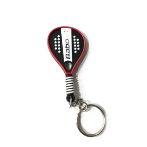 Customized high quality custom logo tennis paddle racket and ball model keychain beach beaded padel epoxy rubber keychains