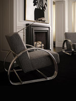 Fauteuil inclinable d'intérieur de luxe, acier inoxydable argenté, meubles en tissu, hôtel, appartement, fauteuil simple de loisirs léger