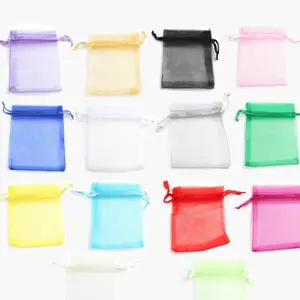 Großhandel Bunte Organza Band Organza Dot Ribbon Schmuck Verpackungs tasche 7*9 9*12 10*15cm Organza Taschen Geschenk Aufbewahrung