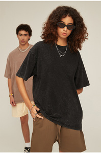 T-shirt Hip Hop Unisexe de Haute Qualité, Vente en Gros, Fabrication sur Mesure, 100% Coton, Lavage à l'Acide, T-shirt Vintage Personnalisé - Product Image 4