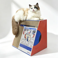 Boîte à gratter pour chat en carton ondulé durable et résistant à l'usure, maison multifonctionnelle pour chats d'intérieur, pour dormir et aiguiser les griffes