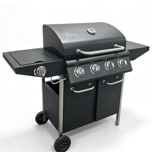 Nuovo <span class=keywords><strong>Barbecue</strong></span> a Gas Premium con Rivestimento in Polvere <span class=keywords><strong>di</strong></span> <span class=keywords><strong>Ferro</strong></span> Nero, Coperchio con Armadietto, Bruciatori Laterali e Accessori - Product Image 3