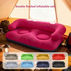 Canapé gonflable double de loisirs avec accoudoirs et dossier floqués, siège portable pour tente extérieure, chaise au design moderne et simple - Product Image 2