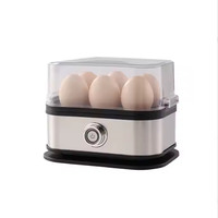 Penanak telur elektrik ABS 6-in-1 otomatis, penanak telur Mini Stainless Steel, pilihan warna-warni untuk penggunaan rumah tangga, pengukus telur