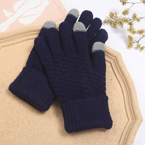 Gants tricotés en <span class=keywords><strong>cachemire</strong></span> acrylique thermique d'hiver Jacquard pour mitaines à écran tactile pour le cyclisme quotidien Sports Casual Outdoor - Product Image 6