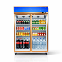 Réfrigérateur Vitrine Verticale OEM ODM à Double Porte Vitrée avec Refroidissement par Ventilation pour Boissons, Idéal pour les Magasins de Proximité