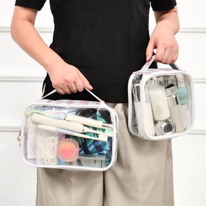 Hawaiian Custom Bow Pink Flower Women 2-pack Transparent PVC Clear <b>Make</b> <b>up</b> Organizer <b>Pouches</b> Travel Toiletry Bags - Product Image 6