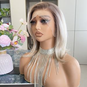 Pelucas sintéticas con encaje frontal 13x4 para mujeres negras, resistentes al calor, rubias con color piano, de aspecto natural. - Product Image 2