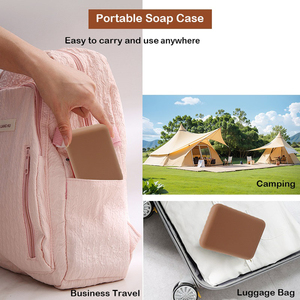 Nuovo portatile Eco Friendly in Silicone <span class=keywords><strong>da</strong></span> viaggio scatola di sapone di scarico con il coperchio del vassoio per esterni 3 in 1 porta sapone piatti - Product Image 5