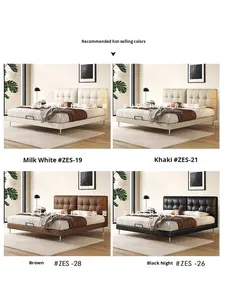 Lit en cuir authentique <span class=keywords><strong>Zore</strong></span>, subventionné par l'État, style moderne et simple, chambre à coucher, nuage de pain - Product Image 2