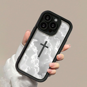 Per IPhone16 custodia per telefono croce 15Pro <span class=keywords><strong>Apple</strong></span> 14ProMax personalità morbida <span class=keywords><strong>Cover</strong></span> 11/12/13/XR nuvola <span class=keywords><strong>bianca</strong></span> croce - Product Image 6