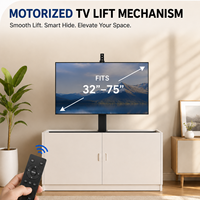 Rak TV Elektrik Luar Ruangan dengan Motor Pengangkat, Konstruksi Baja SPCC untuk Layar 32-75 Inch, Kapasitas Beban 60KG, RF Nirkabel