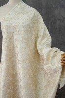 Nouveau tissu jacquard beige à motifs floraux en relief de style chinois, tissu tissé avec des fils dorés métalliques pour Cheongsam, Hanfu, costume Tang