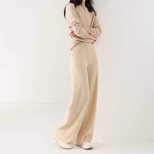 <span class=keywords><strong>Pantalones</strong></span> de Lana 100% para Mujer, Gruesos, <span class=keywords><strong>con</strong></span> <span class=keywords><strong>Bolsillos</strong></span> Dobles, Pierna Ancha, Cintura Elástica, Hechos a Medida, Color Sólido, Tejidos - Product Image 6