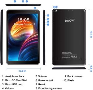 Awow <span class=keywords><strong>Tablet</strong></span> 10 Inch <span class=keywords><strong>Android</strong></span> 10 <span class=keywords><strong>9</strong></span> Hd 1280*800 Ips A100 Quad Core 2Gb + 16Gb wifi - Product Image 6
