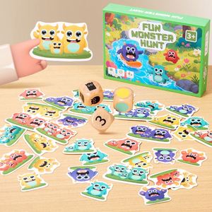 Wooden Dice Monster <b>Cards</b> Matching Family Night Parents Child Interaction Play Table Game - Product Image 3