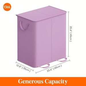 136L Purple <b>Large</b> Laundry <b>Baskets</b> Freestanding Laundry Hampers Collapsible Clothes Hamper with Reinforced Handles - Product Image 5