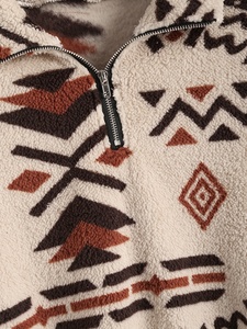Custom Coat for <strong>Ladies</strong> Aztec Print Ethnic Ultra Fine <strong>Teddy</strong> <strong>Bear</strong> <strong>Fleece</strong> <strong>Hoodie</strong> Zipper Coat - Product Image 5