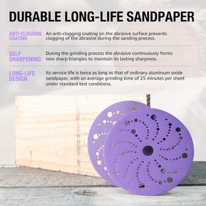 Đĩa nhám gốm tím 737U 6 inch 150mm, nhiều lỗ, dùng móc và vòng, dùng cho đánh bóng gỗ, kim loại, ô tô - Product Image 4