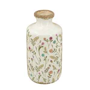 Vase cylindrique en céramique 5,3x10,6 pouces, motifs floraux multicolores, vase décoratif pour la maison - Product Image 3