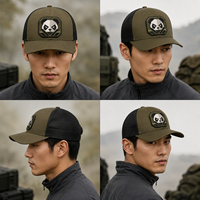 Gorra Trucker Deportiva Táctica Panda Patch con Malla Trasera, Estructurada y Visera Curva para Aventura, Senderismo y Uso Urbano