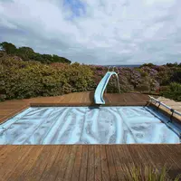 Cenchi-piscina de agua de fibra de vidrio para niños, tobogán blanco y azul para patio trasero, 1,8 m