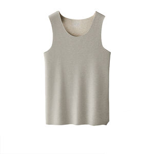 Gilet thermique pour homme de style nouveau, mélange de soie et de laine, couleur unie, sans manches, couche de base sans couture pour l'automne et l'hiver - Product Image 1