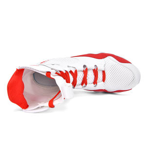 Bottes de boxe et de lutte professionnelles pour hommes, chaussures de musculation respirantes, résistantes à l'usure, antidérapantes, en cuir véritable - Product Image 4