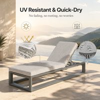 Chaise longue d'extérieur en aluminium, 5 positions réglables, pour piscine et patio, avec coussin de luxe toutes saisons – Offre Spéciale
