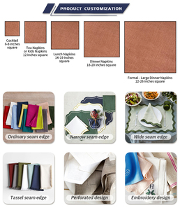 Eco-friendly Stonewash <b>Linen</b> Scalloped Edge Placemat Napkins Wedding Embroidered 100% <b>Linen</b> Napkin <b>Cloth</b> - Product Image 5