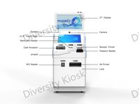 Kiosque d'échange de plusieurs monnaies, validation de pièces de monnaie, lecteur de passeport d'identité, taux de change, Machine prédéfinie dynamique