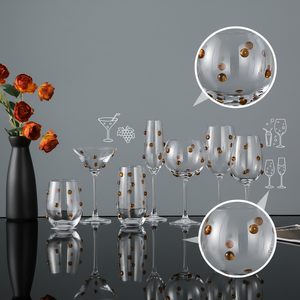 Ensemble de verres <span class=keywords><strong>à</strong></span> champagne décoratifs en ambre brun <span class=keywords><strong>à</strong></span> points 3D <span class=keywords><strong>à</strong></span> <span class=keywords><strong>pied</strong></span> haut pour un usage quotidien et pour les fêtes - Product Image 2