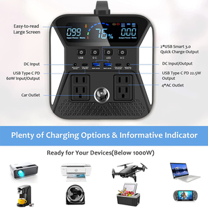 EU AC <span class=keywords><strong>1000W</strong></span> DC <span class=keywords><strong>12V</strong></span> 24V 자동차 충전 태양열 휴대용 전원 인버터 발전기 가능 휴대용 발전소 <span class=keywords><strong>UPS</strong></span> TV 용