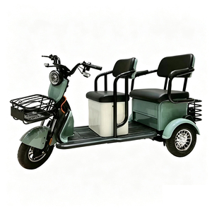 Tricycle électrique pour adultes, 2 places, carrosserie ouverte, véhicule électrique pour passagers avec panier et porte-bagages - Product Image 6