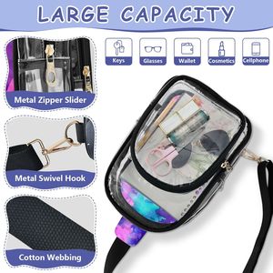 Sac à bandoulière transparent en PVC personnalisé pour femmes, sac à bandoulière imperméable pour filles, sac à bandoulière coloré à l'aquarelle - Product Image 4