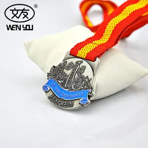Disesuaikan 3D logam Die Cast medali Enamel kehormatan lencana medali UV cetakan layar sutra olahraga kelulusan penghargaan kehormatan