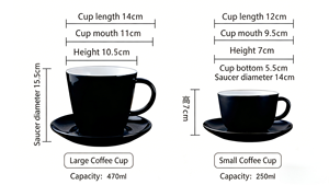 Set di Tazza e Piattino per Cappuccino in Ceramica di Alta Qualità da 250ml - Logo Personalizzabile Stile Nordico per Casa e Caffè - Product Image 2