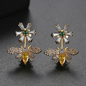 ต่างหูแบบติดหูประดับด้วยหินธรรมชาติ ทองแดง และเพทาย รูปดอกไม้ ดีไซน์เกาหลี ทันสมัย สร้างสรรค์ หวานละมุน สไตล์ชนบท สำหรับผู้หญิง - Product Image 5