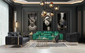 Winforce Ensemble de canapés modulables de dernière conception Canapé de luxe moderne 3 places Chesterfield Canapé en velours vert pour le salon - Product Image 2