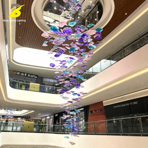 Lámpara de Araña Artística de Cristal Soplado con Forma de <span class=keywords><strong>Pez</strong></span>, Lámpara Colgante Grande para Atrios, para Techos Altos, Proyectos de Espacios Comerciales - Product Image 2