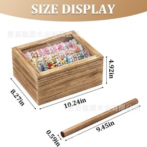 Caja de almacenamiento de madera con tapa abatible, organizador de joyas de madera maciza con tapa de vidrio para pulseras, accesorios, almacenamiento de regalos, capacidad de 6L - Product Image 4